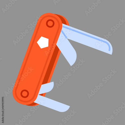 Graphic icon of a a compact red multi-tool knife for camping and hiking