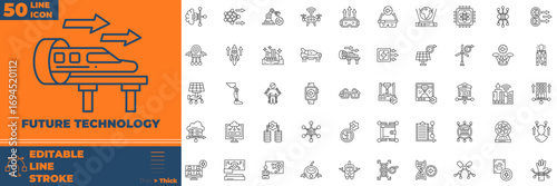 Future Technology Line Icon Set.