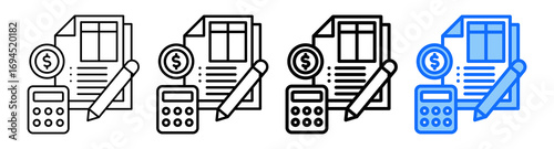 Cost Estimate Icon In Different Styles Set Collection