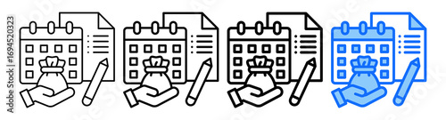 Monthly Budget Icon In Different Styles Set Collection