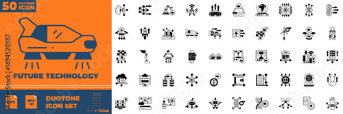 Future Technology Duotone Icon Set.