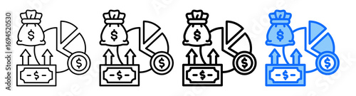 Profit Margin Icon In Different Styles Set Collection