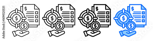 Budget Target Icon In Different Styles Set Collection