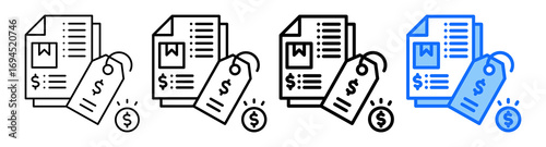 Pricing Sheet Icon In Different Styles Set Collection