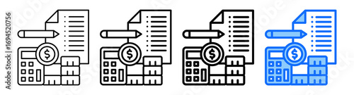 Budget Notes Icon In Different Styles Set Collection