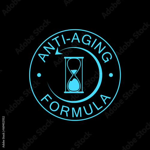 Anti aging formula cosmetics icon isolated on black background
