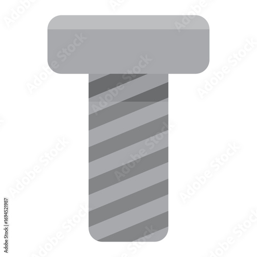 A simple gray metal screw with a flat rectangular head vector icon