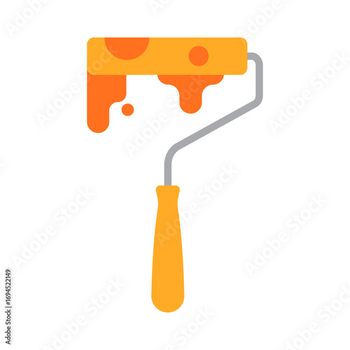 Dripping paint roller tool icon for home renovation and DIY projects