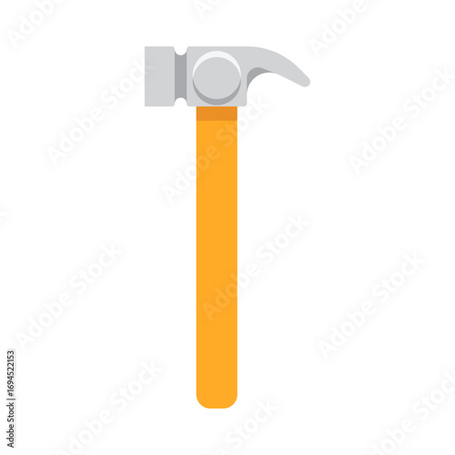 Yellow Handle Hammer Isolated on White Background - Tool Illustration