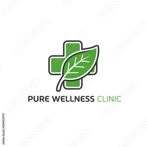 Health leaf pure medical clinically, logo design illustration