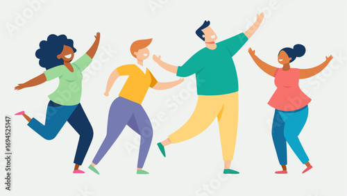 Dance Class with Diverse Abilities A lively dance class where individuals of different abilities are learning choreography together combining movement with fun and camaraderie.