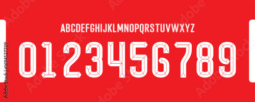 Outline Geometric Alphabet Number Set Display Letter and Number Design