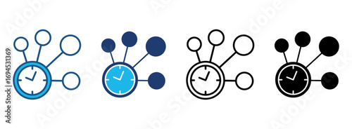 Time Management Icon Set With Multiple Styles. Vector Illustration
