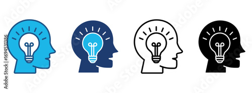 Open Minded Icon Set With Multiple Styles. Vector Illustration