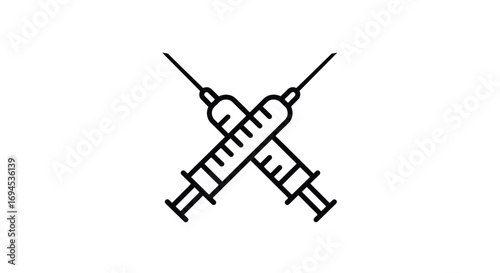 Modern medical icon symbolizing healthcare, treatment, and scientific advancement with crossed syringes