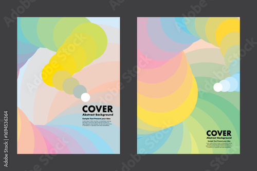 Colorful pastel abstract vector background with layered circles and gradient waves, modern geometric design perfect for cover, poster, flyer, brochure, presentation or digital artwork.
