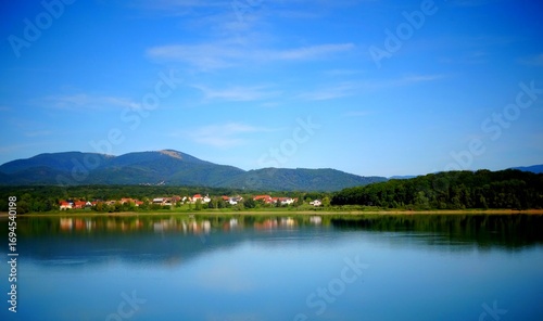 Europe, France, Alsace, Michelbach dam and lake in the Haut Rhin
