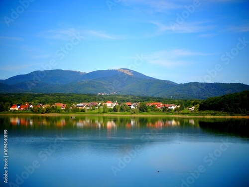 Europe, France, Alsace, Michelbach dam and lake in the Haut Rhin