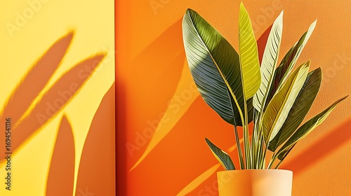 Sunlit wall with palm shadow patterns, 4K clarity using a 50mm lens, fine edge definition and smooth tonal transitions in daylight