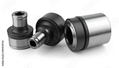 Three automotive ball joints on a white background