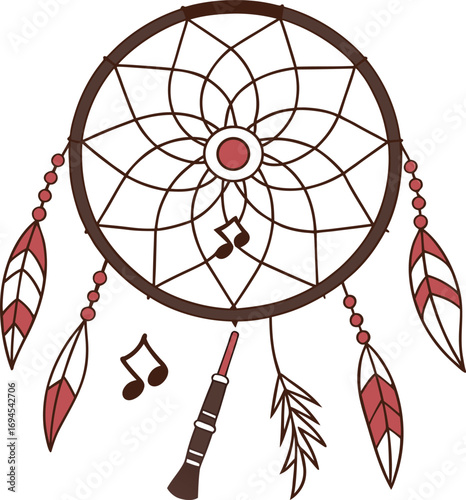A spooky Halloween spider web illustration with a dream catcher design, a circular vector art pattern