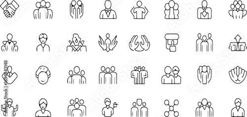 Business Core Values Line Icons – 40 Principles and Ethics Pictograms