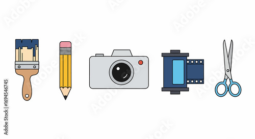 Photography and Art Tools A Flat Vector Set for Creative Professionals
