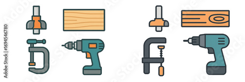 Essential woodworking tools and timber planks for carpentry, construction, and home improvement projects
