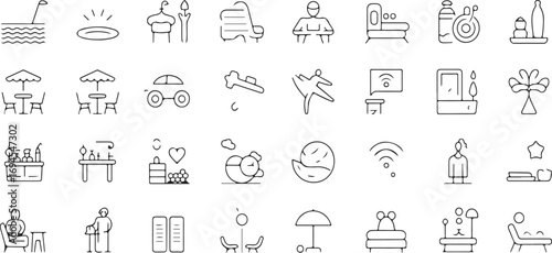 Guest Comfort Essentials Tourism Accommodation Facilities Outline Icons –