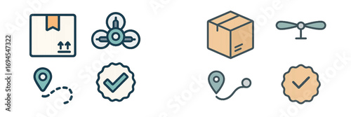 Drone delivering a package with real-time tracking, location pin, and verified order completion status
