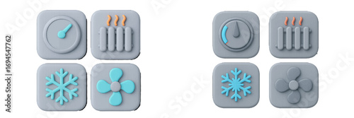 Modern climate control system icons for smart home temperature regulation and air conditioning technology and energy efficiency