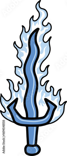 sword and blue flame illustration