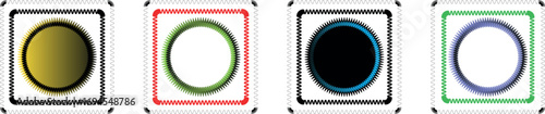 Square and Circle Origami-Inspired Paper Banner with Zigzag Brush Line Detailing in a Minimal Square Design Vector