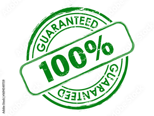 Green 100% guaranteed seal icon for assurance and quality products isolated on transparent background