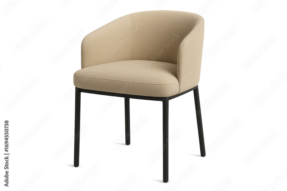Obraz premium Modern beige chair isolated on transparent background, furniture design studio