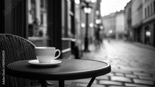 Outdoor cafe setting monochrome