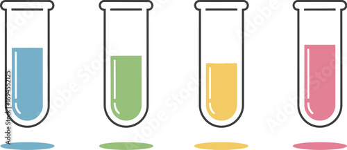 Colorful chemical solutions in laboratory test tubes ready for scientific discovery vector