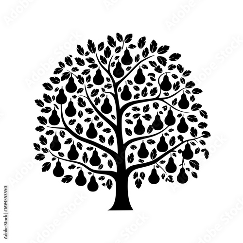 Abundant pear tree laden with ripe fruit a symbol of harvest and natural bounty