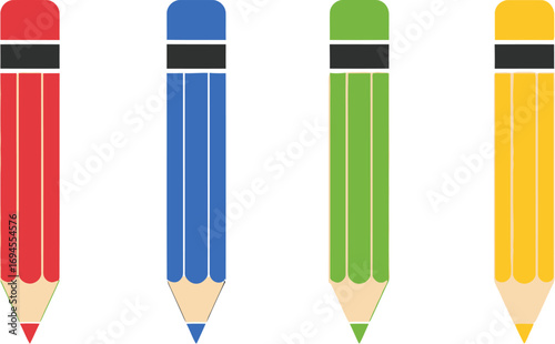 Colorful pencils lined up ready for drawing writing and creative projects vector