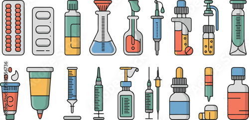 vector illustration Healthcare Medication & Packaging Glyph Icon Pack – 40 Black Vector Pictograms