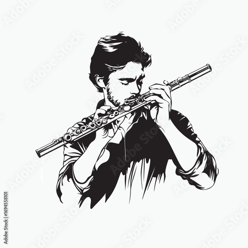 man playing the flute
