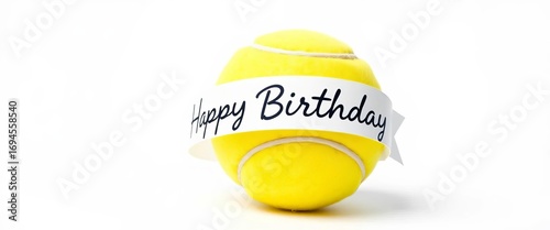 A bright yellow tennis ball with a 