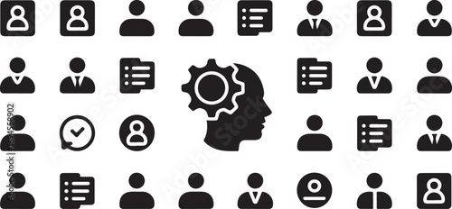 vector User Account Glyph Icons – 40 Black Silhouette Profile & Access Symbols