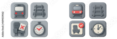 Modern public transportation and train travel concepts for digital interfaces and mobile applications with booking and time management