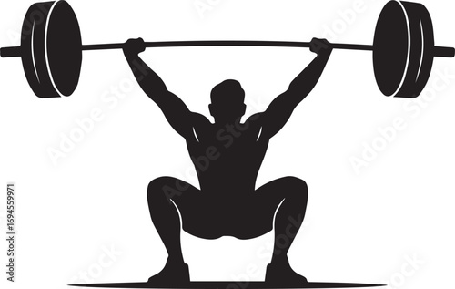 Powerful fitness athlete silhouette lifting heavy weight in gym silhouette image