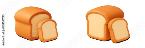 Appetizing golden brown bread loaf with a freshly cut slice, a staple food for healthy eating and baking