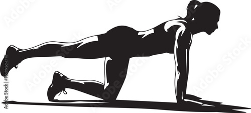 Silhouette of a fitness athlete performing a bird dog exercise for core strength and balance