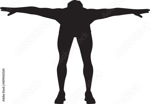 Fitness athlete silhouette dynamic pose full body muscle strength power training workout motion