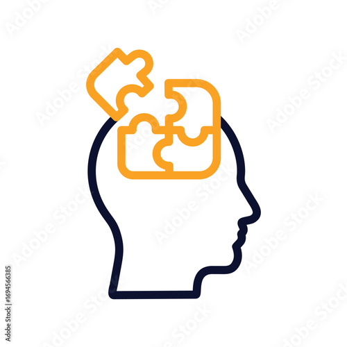 Mind Puzzle Outline bold Vector Icon which can be easily modified or Edited 
