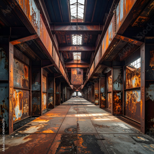 Rusty Industrial Interior Corridor